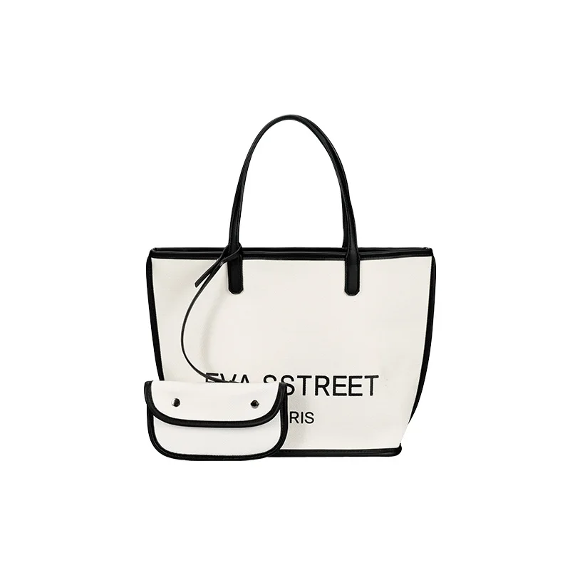 

STABILE 2020 customized logo canvas women trendy handbag large capacity female handbags leather shoulder tote bags for girls, Black ,brown