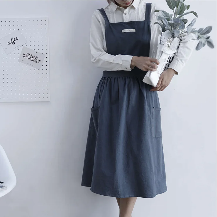 

Cotton Canvas Vest Kitchen Apron Adult Beautiful Soft Apron Adult Waterproof Greaseproofness Apron, Pink/deep gary/light gary/black/green/apricot/light blue