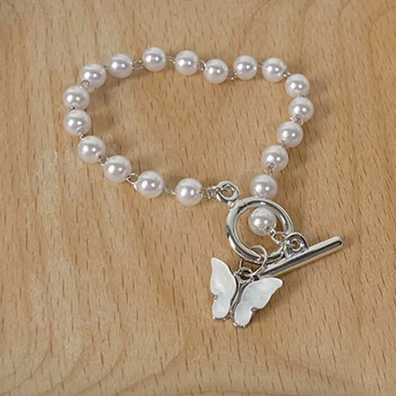 

super fairy butterfly imitation pearl bracelet female ins custom women luxury friendship bracelets