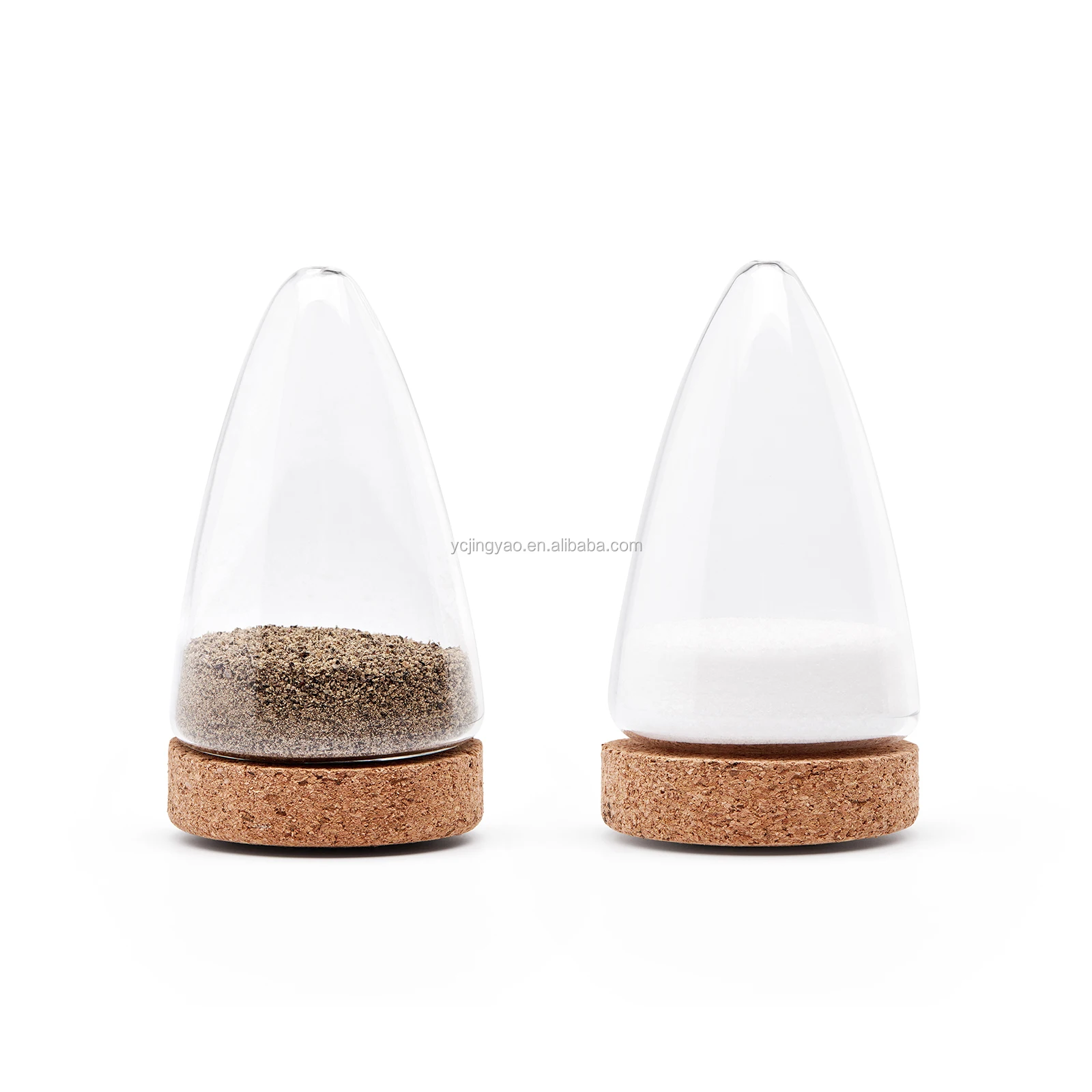 

Kitchen Small Clear Glass Spice Jar Salt and Pepper Set Bottle with Cork Stopper, Transparent