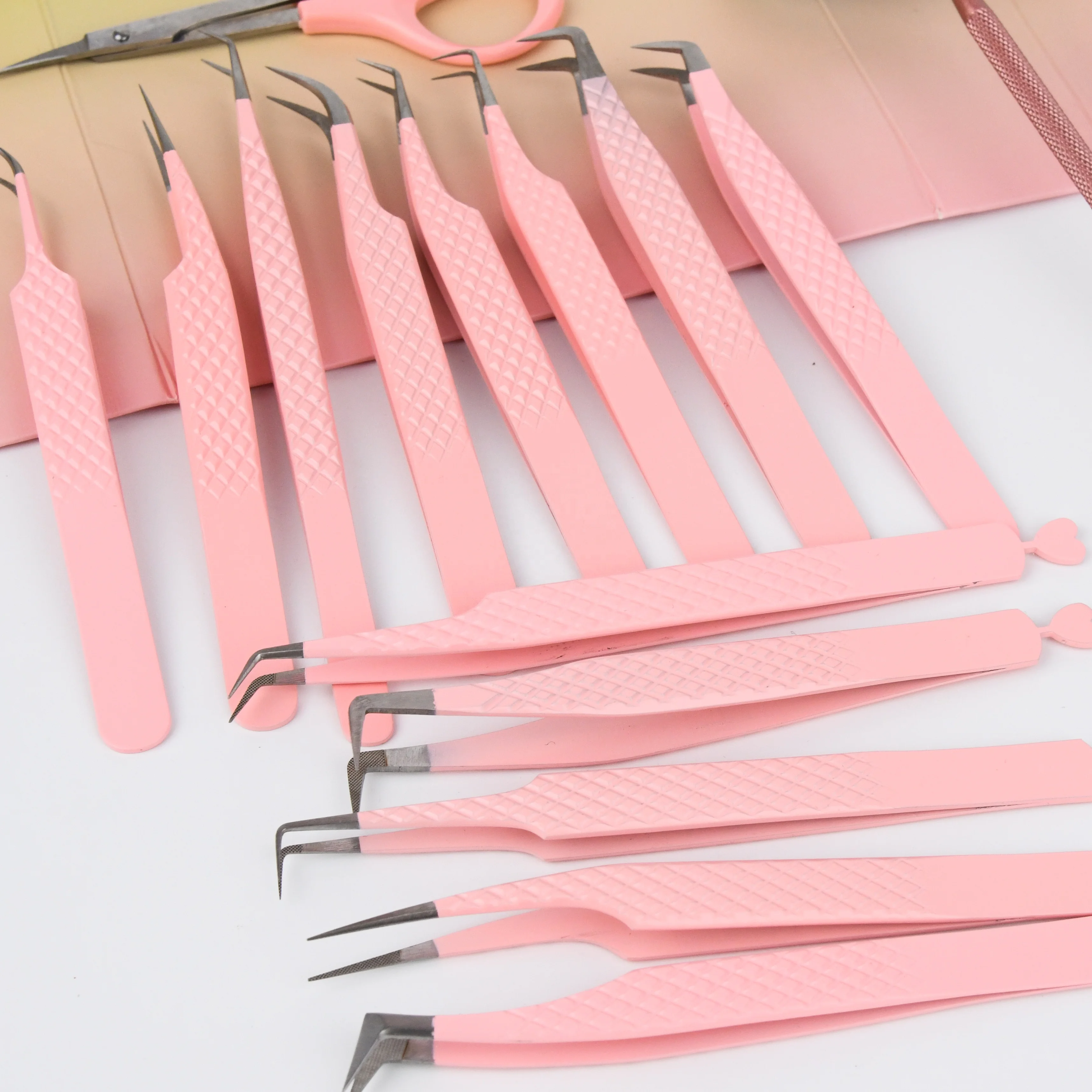 

Stainless Steel Volume Curved Isolation Pointed Straight 45 / 90 Degree Eyelash Extension Tweezers For Applying False Lashes