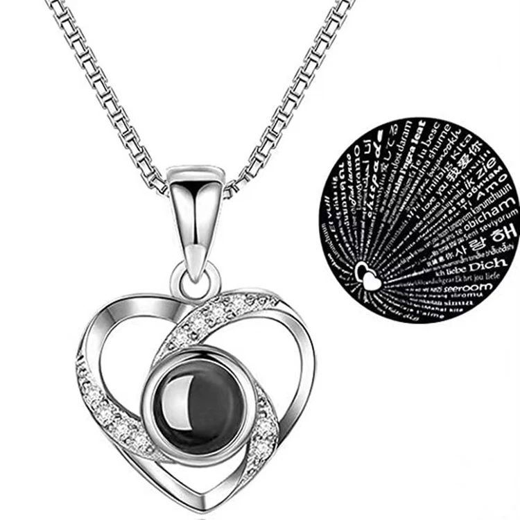

Fashion jewelry wholesale stainless steel love heart necklace with i love you necklace 100 languages