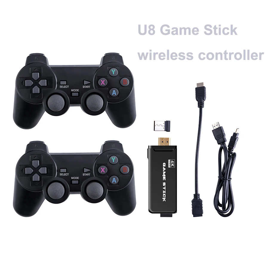 

4K Family TV Video Game Console 32G/64G Built-in 3000+ /10000+ Games Wireless Controllers For SFC/GBA/PS1/MAME/MD, Black