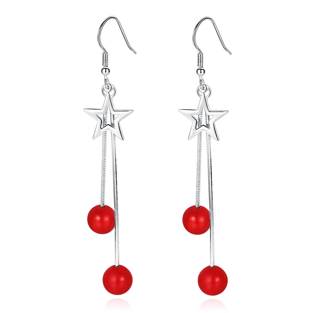 

Fashion new ladies temperament tassel long five-pointed star earrings party wedding jewelry accessories