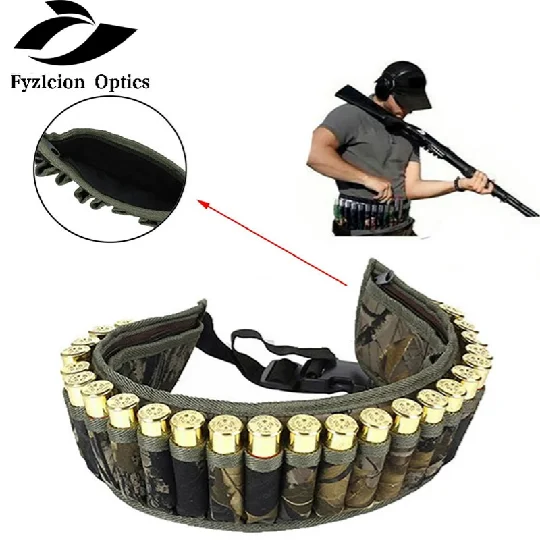 

Tactical Shell Bandolier Belt 12/20 Gauge Ammo Holder 28 Rounds Gun Bullet Belt Pouch Cartridge Waist Belt Bag for Hunting, Camo