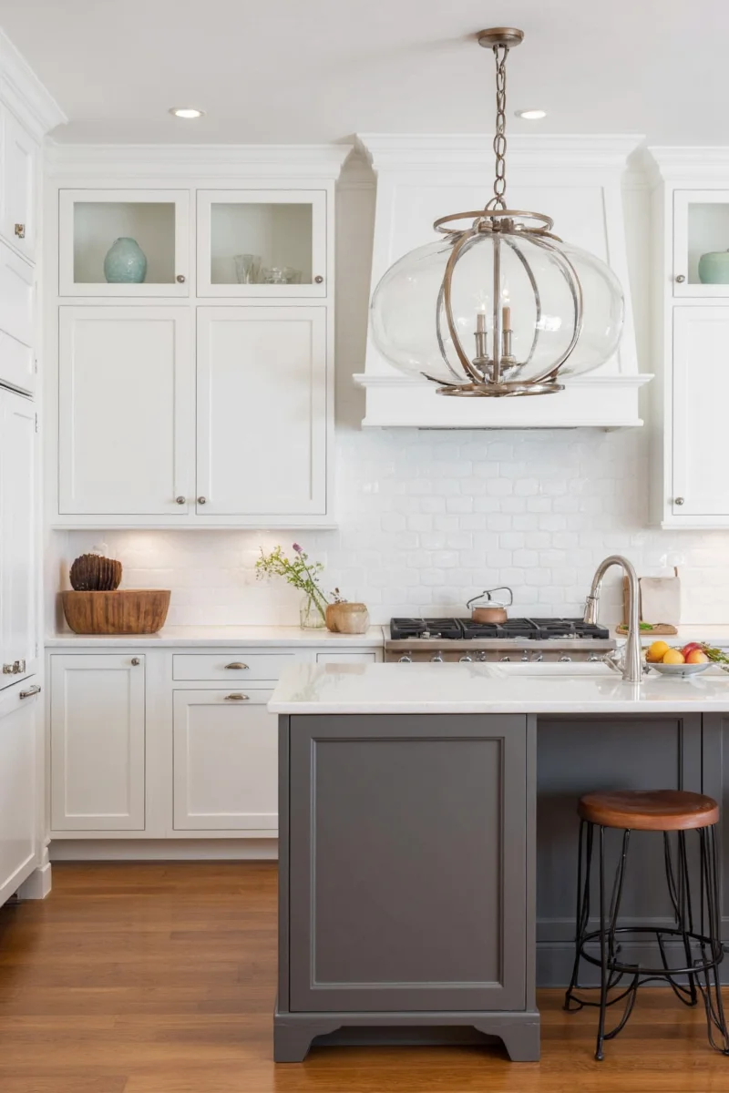 Recessed LED wall sconce in white kitchen