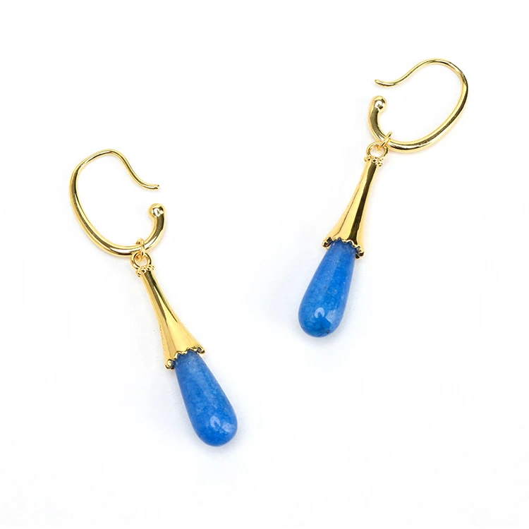 

Factory Wholesale Price Golden&blue Drop Earrings Inlay Lapis Lazuli Earrings