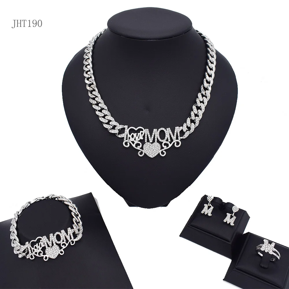 

JHT190 High quality Silver jewelry Cuban Mom I love your women's silver jewelry set, Platinum