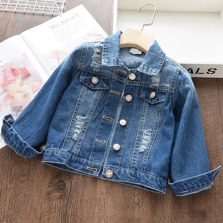 

M905 Children Girls Cowboy Jacket Backside Cartoon Horse Print Girl Denim Coat