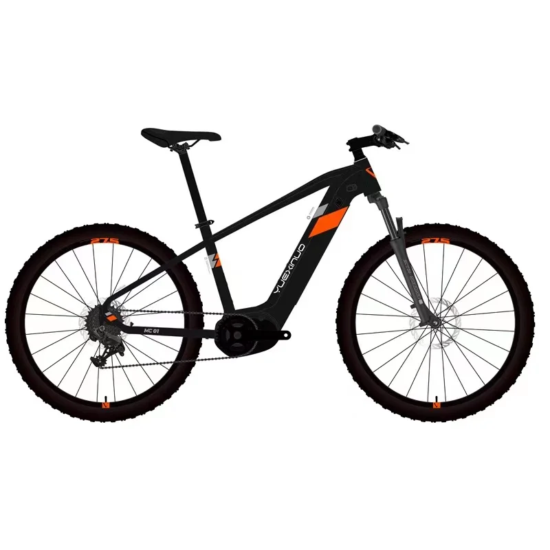 

New arrivals 2021 wholesale 27.5 inch bikes for men mountainbike downhill mid drive e bike mountain bike mtb electric bicycle, Matte grey /high gloss orange / dark black