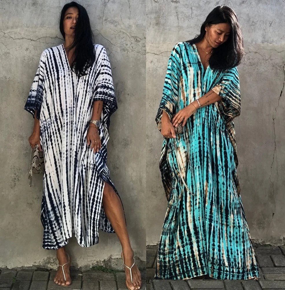 

Summer Tunic Beach Dress Bathing Suit Woman Beachwear Robe De Plage Kaftan Boho Cover Ups, Photo showed and customized color