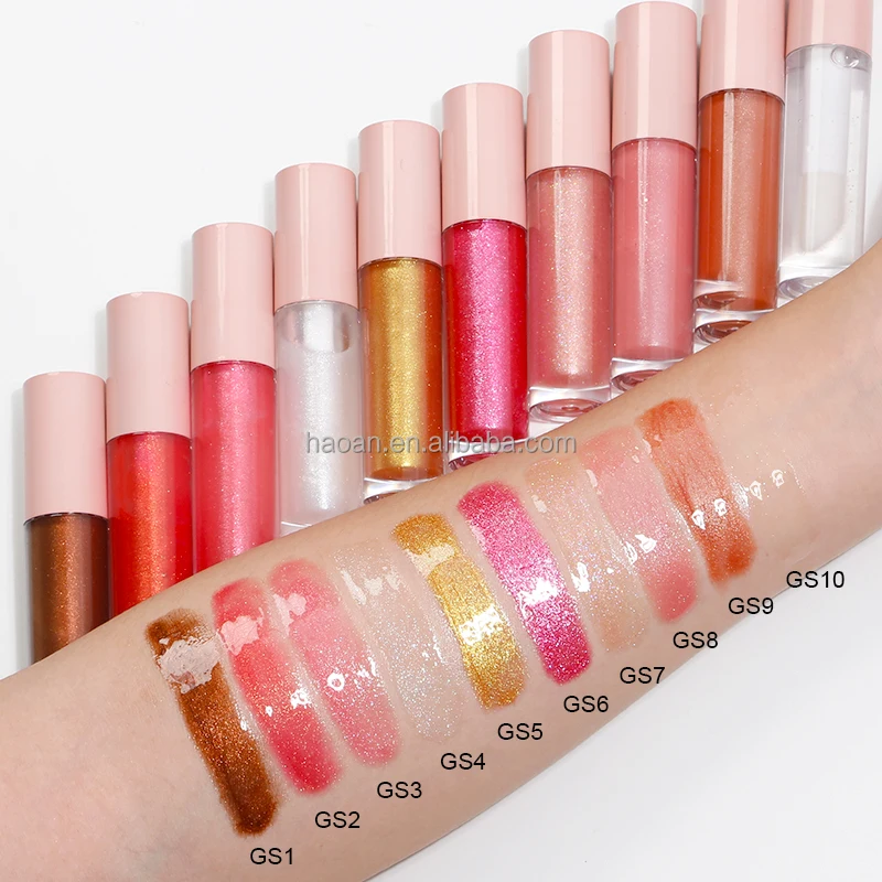 

L308 Wholesale Private Label Bulk Women Makeup 10 Glitter Lipgloss Vegan Glitter Cute Shiny Lip Gloss