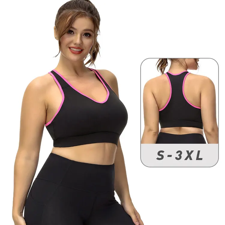 

Fitness Shockproof High Impact Plus Size V Neck Tank Top Yoga Sports Bra