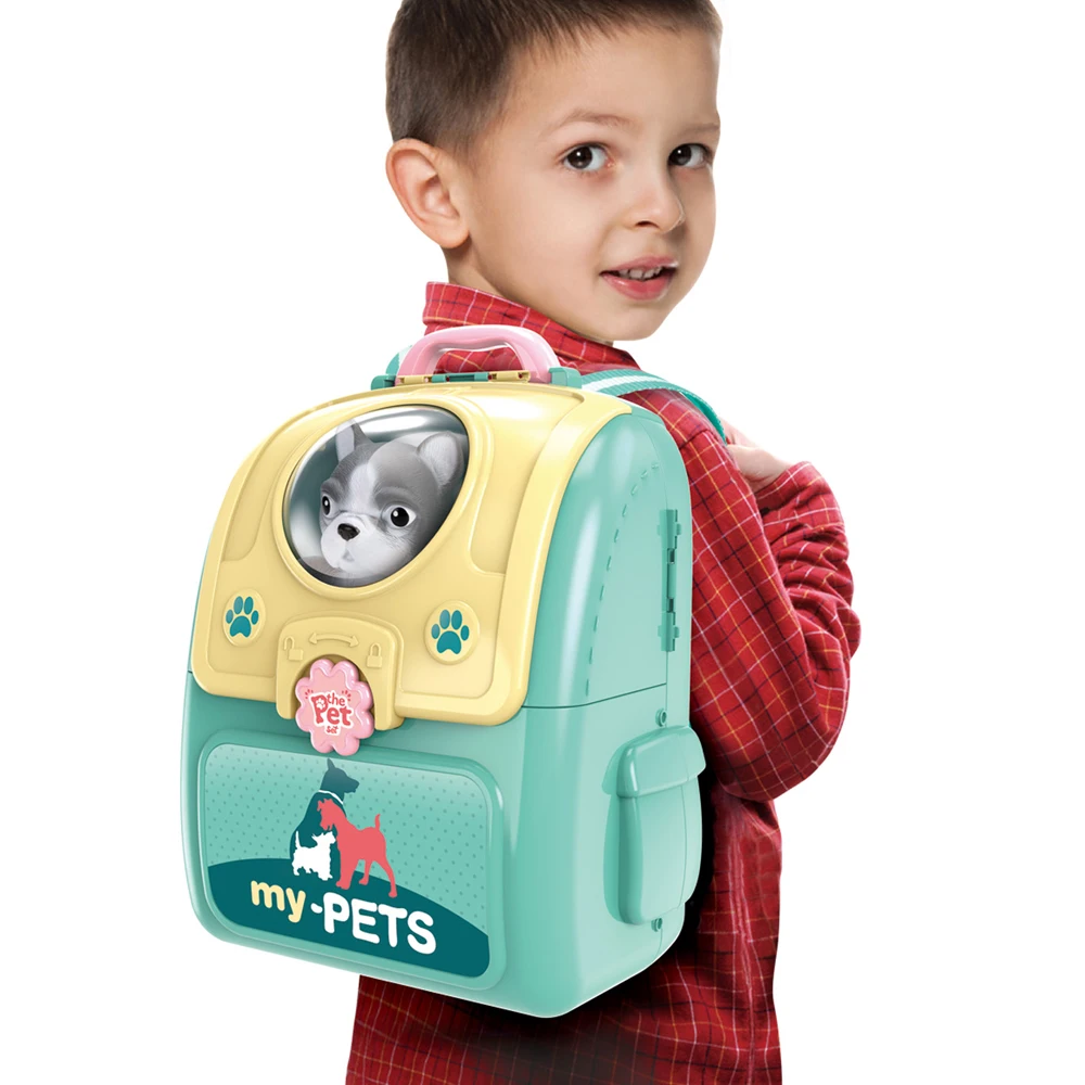 
2020 pretend set grooming pet vet backpack dog cat toys kids doctor kit for gift | care pet play set 