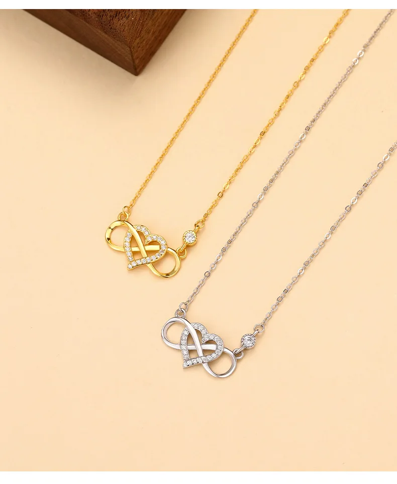 Factory Dropshipping Silver Jewelry S925 Sterling Silver Necklaces Minimalist Zircon Heart Clavicle Necklaces Jewelry for Women