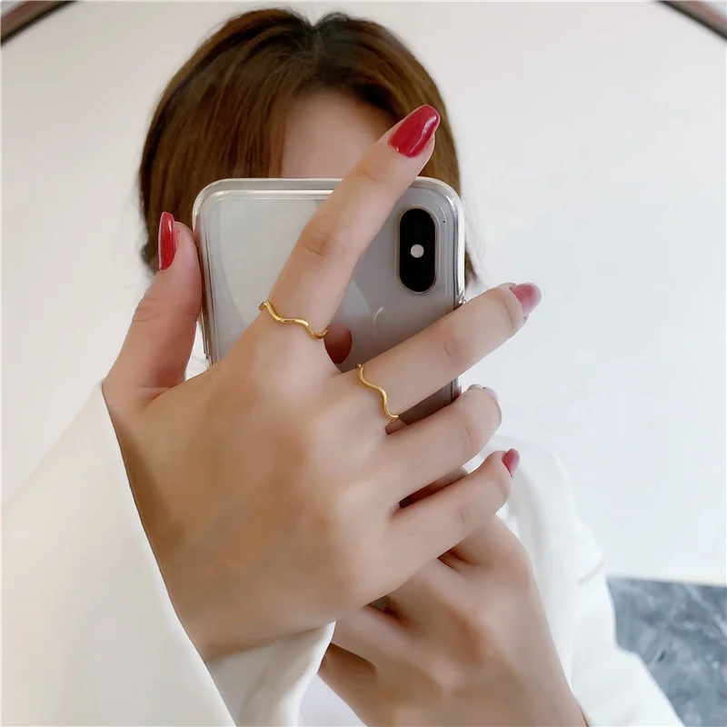 

Fashion thin wave ring stainless steel