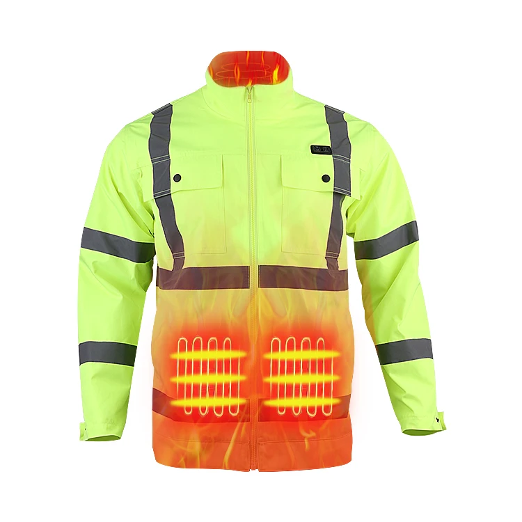 

Durable Men Reflective Safety Construction Uniforms Battery Heated Workwear Jacket