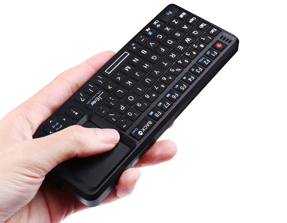 

A8 Mini Keyboard Wireless with Touching pad Powerful Laser Pointer Spotlight Presentation Remote For HTPC Laptop PC, Black