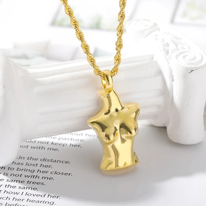 

Hot female shape Pendant Necklace For Women Stainless Steel Gold Color Necklace punk hip hop Gift 2020