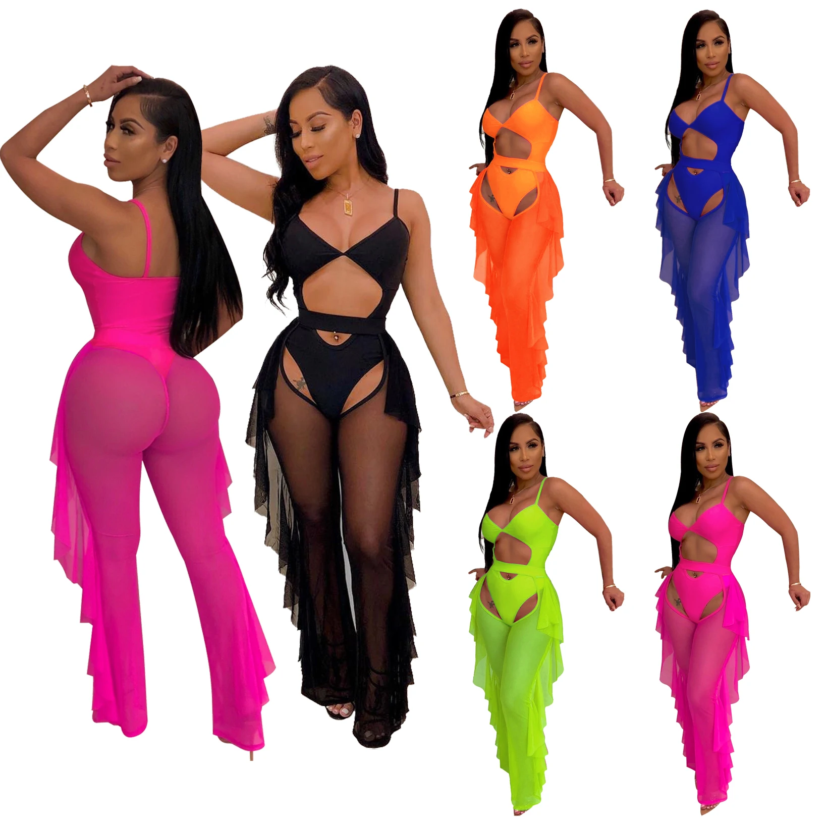 

KC New Arrivals Swimsuit Women Sexy 2 Piece Set Bathing Suits Designer Bikini 2021 Women Summer Beachwear Mesh Set