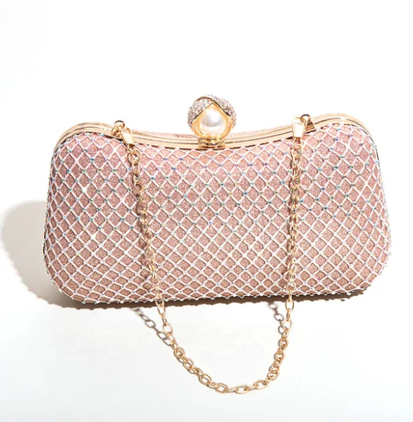 

New style rhinestone bag dinner clutch bag diamond-studded one-shoulder diagonal mesh bag evening handbag