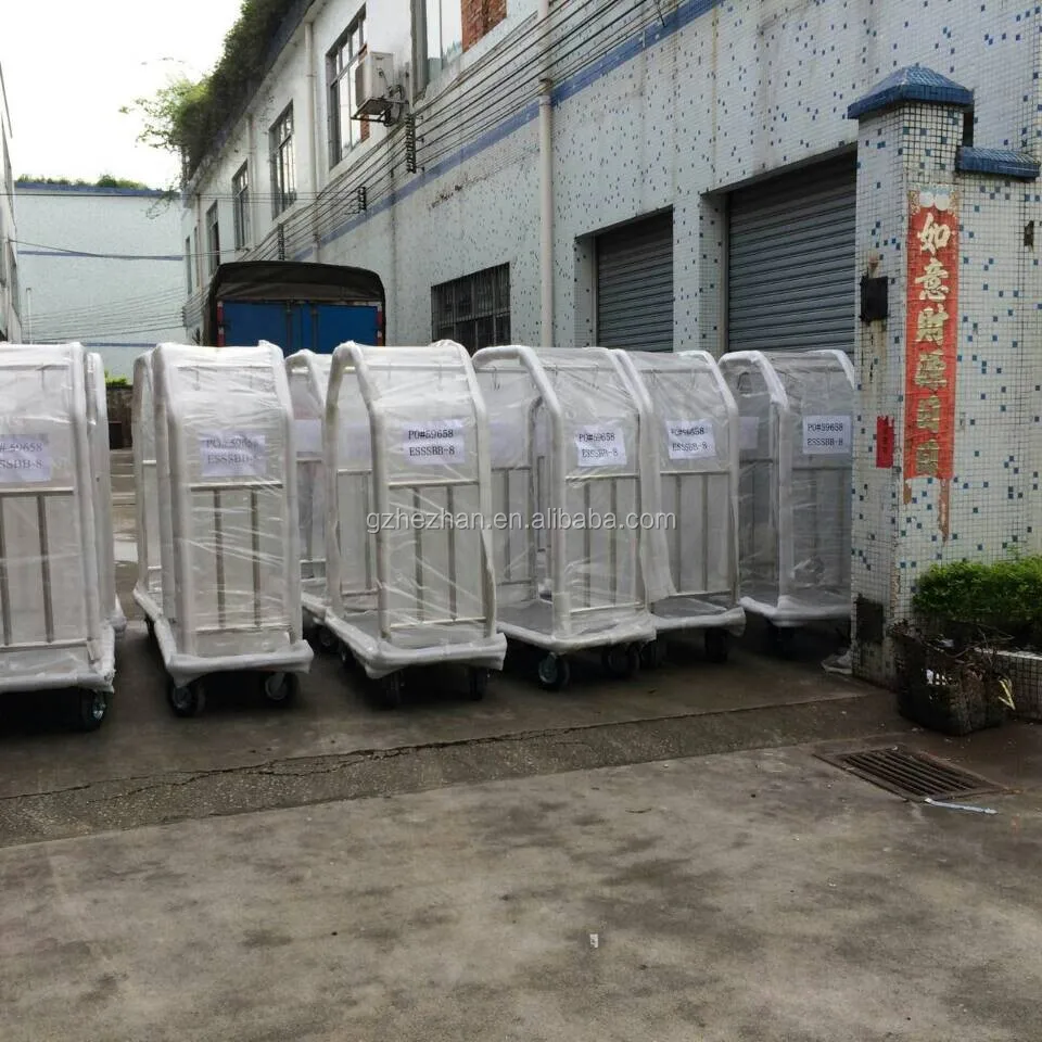 
stainless steel with titanium gold coated hotel luggage trolley carts for luggage carrying 