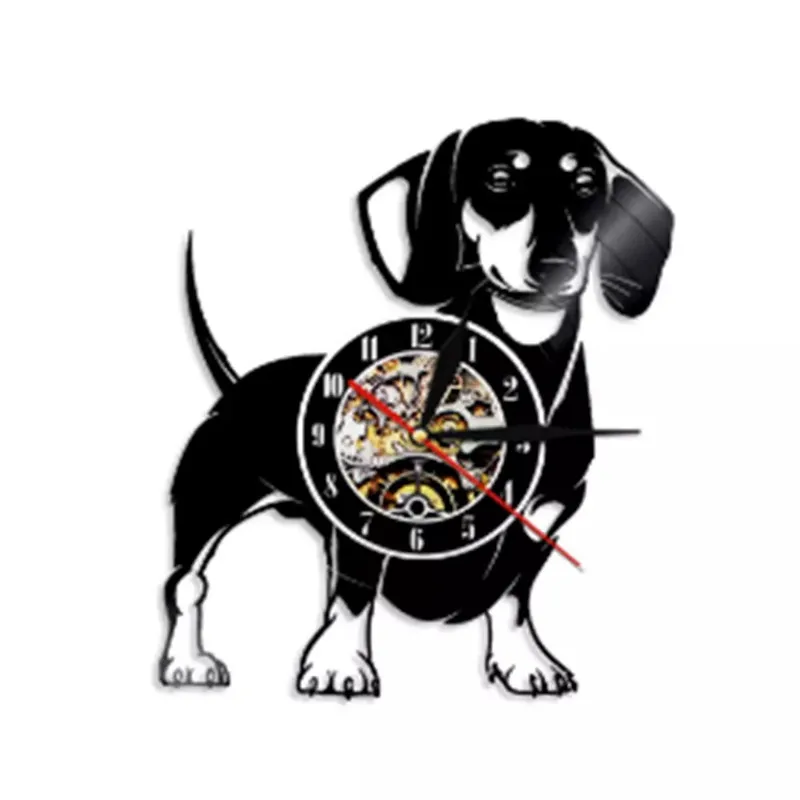 

Best Gift 30CM Dogs Cats Original Wall Home Decor Vinyl Wall Clock Vinyl Record Clock, Black