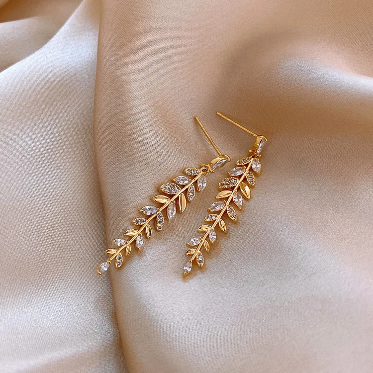 

fashion jewelry trendy drop leaf statement earrings