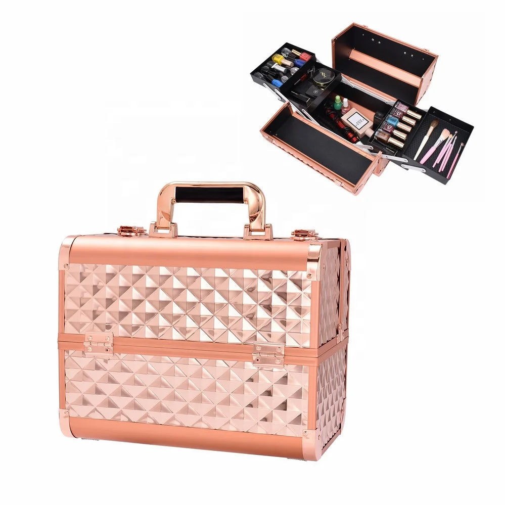 

Ready stock best-seller cosmetiquera aluminum rose gold make up cases cosmetic case with 4 trays From Winxtan Foshan,China, More than 100 options