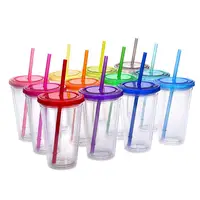 

Wholesales 16 oz insulated double wall Acrylic personalized plastic Tumbler With Straw