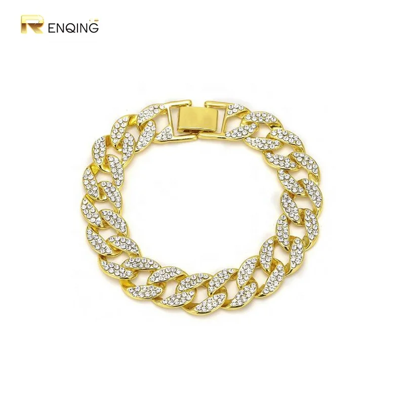 

Hip Hop Jewelry Fashion Miami Cuban Chain Bracelet Iced Out Diamond Bracelet
