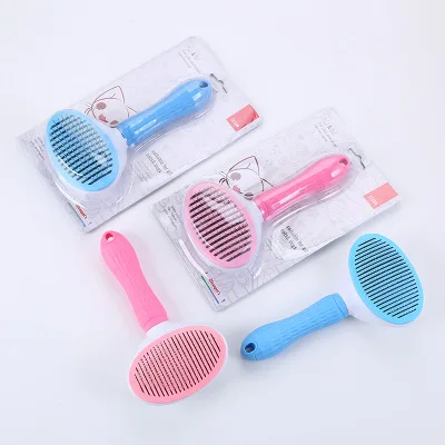 

Amazon Hot Sale Pet Grooming Brush Easy Use Dog Hair Comb Self Cleaning Slicker Brush For Cats Dogs Removes Undercoat, Blue,pink
