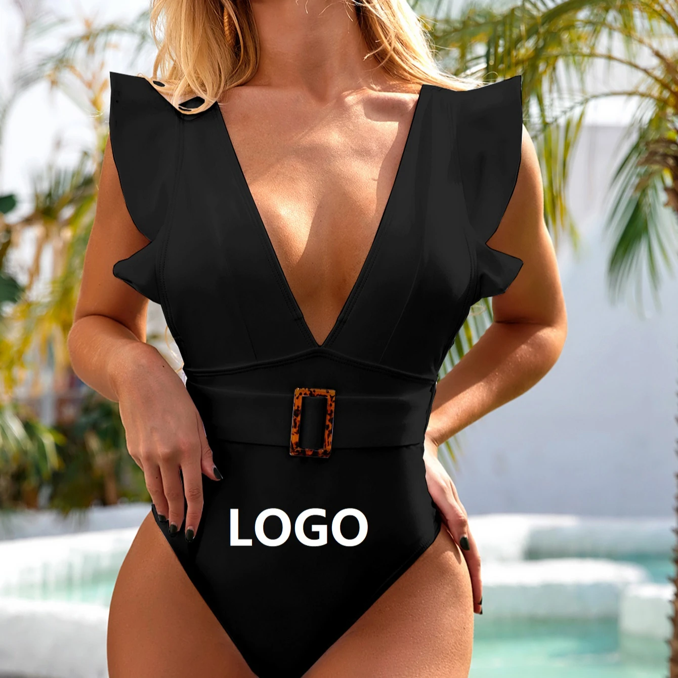 

hot sale new Green Swimsuits Sexy Backless Stringe Biquini And Beachwear Bandage Slim Solid Color Swimwear, Customized color