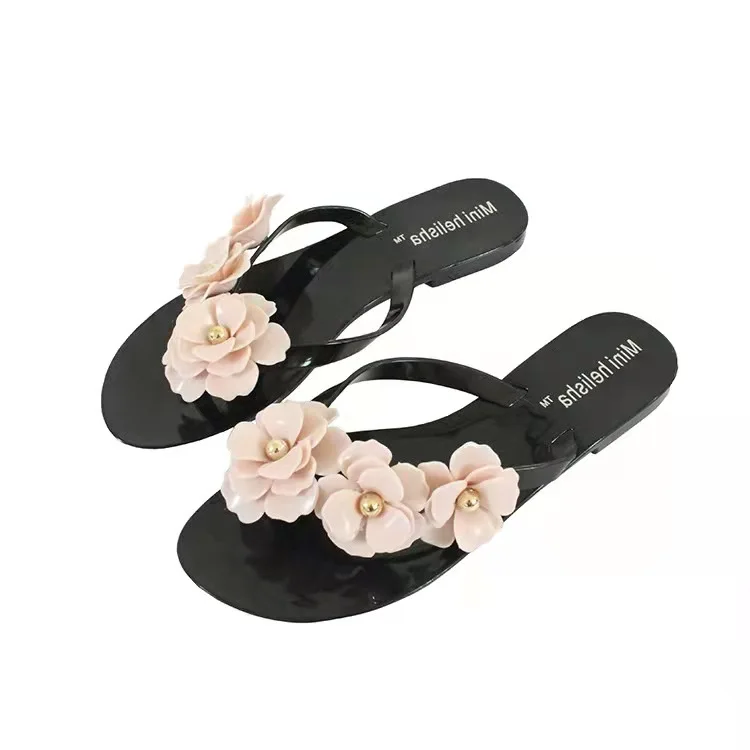 

2021Summer Fashion Bench Casual Shoes Ladies flat flip flops flowers upper women sandals