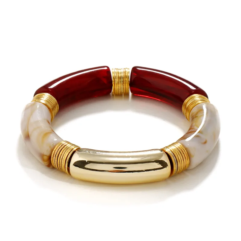 

Acrylic Arc Tube Bangles Marbling Elastic Bangles Bracelets for Women