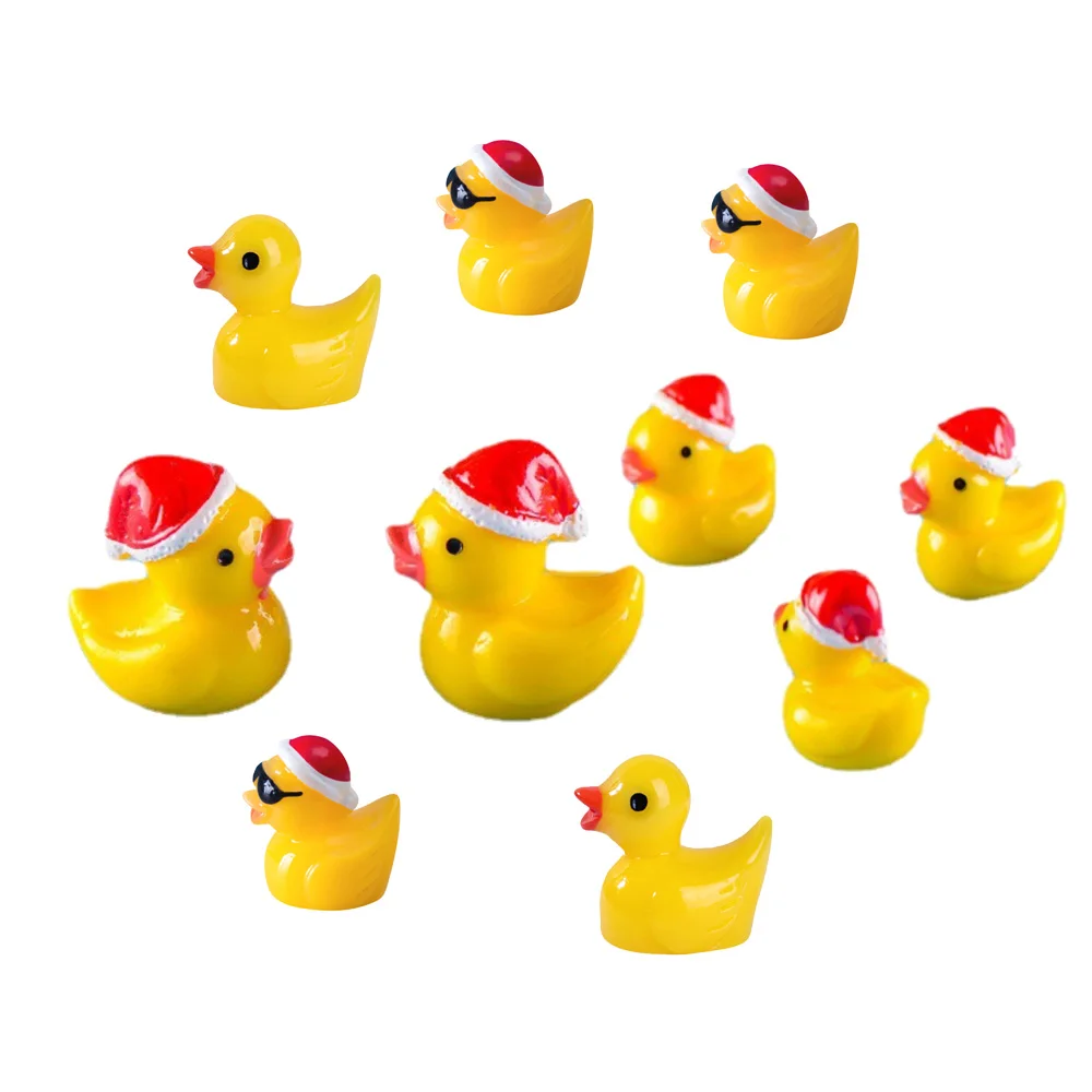 

hot sale kawaii 3d miniature animal yellow christmas duck resin charm for keychain