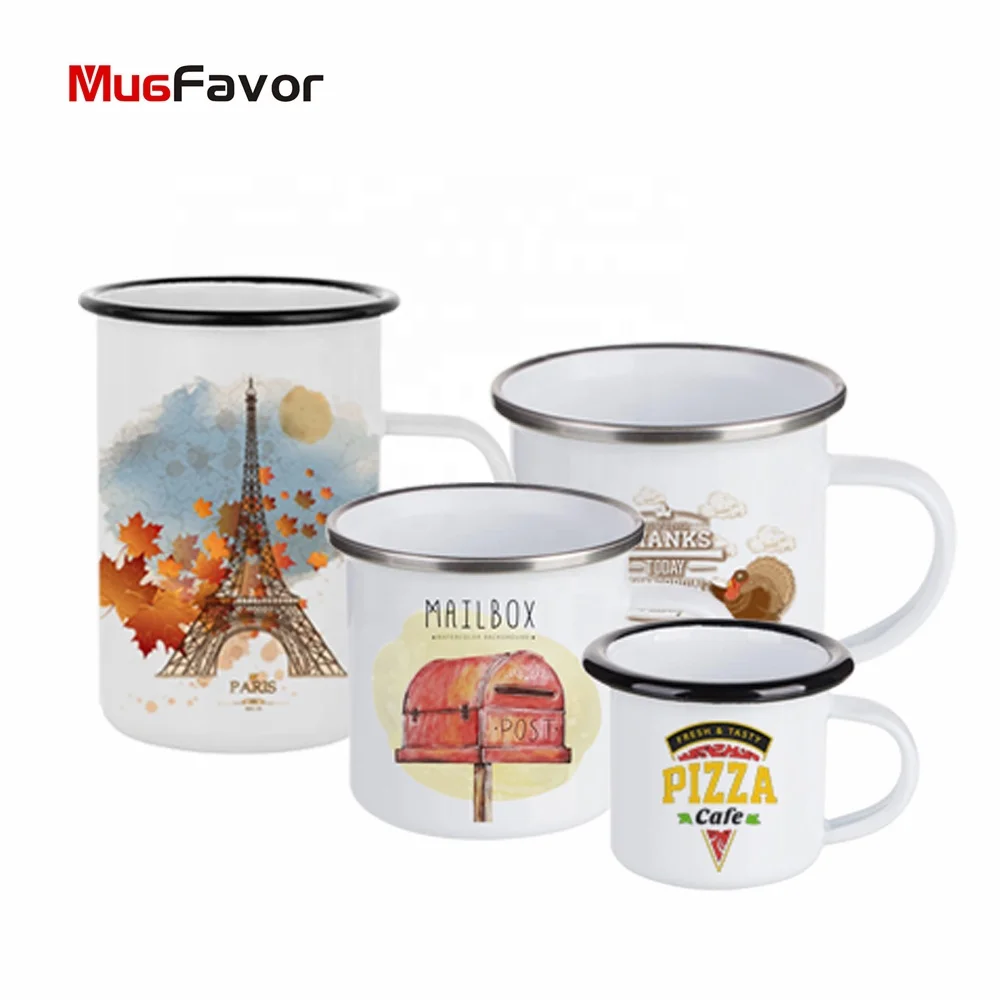 

Wholesale White  Custom Sublimation Enamel Mug The Best Selling Reusable Sublimation Camping Coffee Mug for Heat Transfer