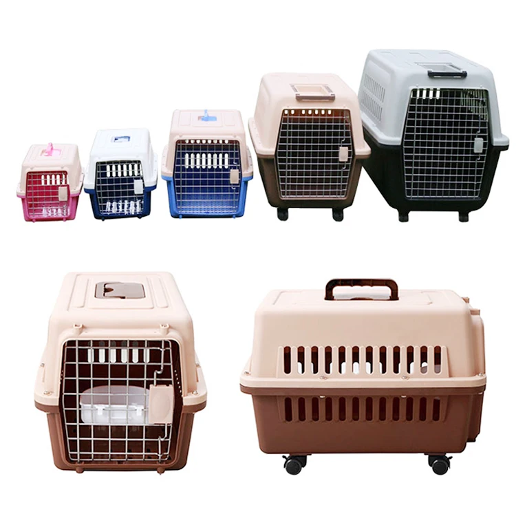 

New Outdoor Iron door Pet Carrier For Cat Dog Puppy Rabbit airline transport box Carrier Travel Box Basket flight Cage, Customized color
