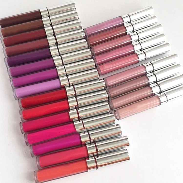 

Custom logo makeup 30 colors waterproof liquid lipstick creamy long lasting private label nude lipgloss, Multi-colored