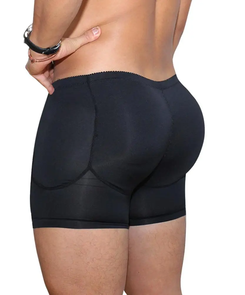 

Wholesale Custom Logo Men's Underwear Sexy Butt Lifter Panty Padded Boxer Briefs, Black