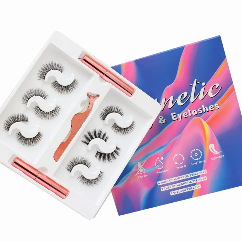 

magnetic eyelashes mink box 2021 magnetic eyelashes 5 pair set with applicator magnetic lashes
