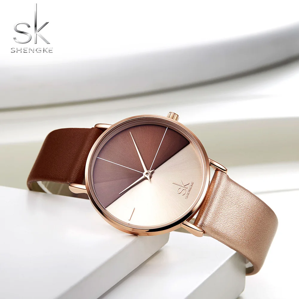 

SK Casual Leather Watches Women Creative Fashion Quartz Watches Reloj Mujer Roman Ladies Wrist Watch relogio feminino SHENGKE