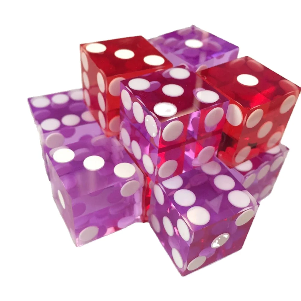 

acrylic audit plastic transparent Casino Precisions dot dice with edge casino game dice set, Transparent red, purple,blue