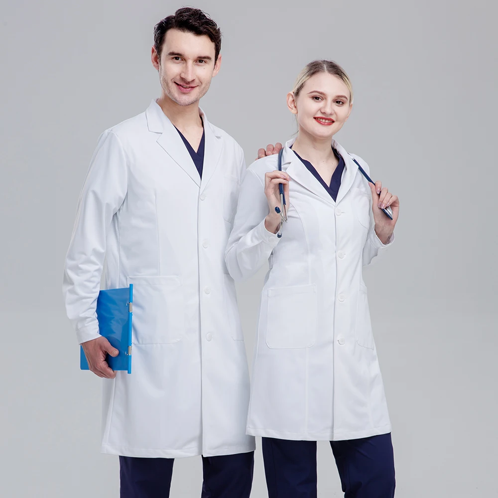 

Surgical Dental Clinic White Coat Elasticity Fabric Scrubs Uniform Unisex Lab Coat Medical Hospital Costume Veterinary Workwear