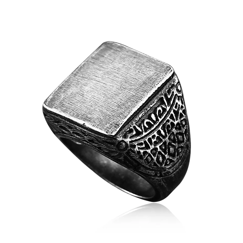 

SS8-504R Steel Soldier Custom Fashion Jewelry Square Stone Ring Designs Square Stainless Ring Punk Square Ring for Men, Steel color