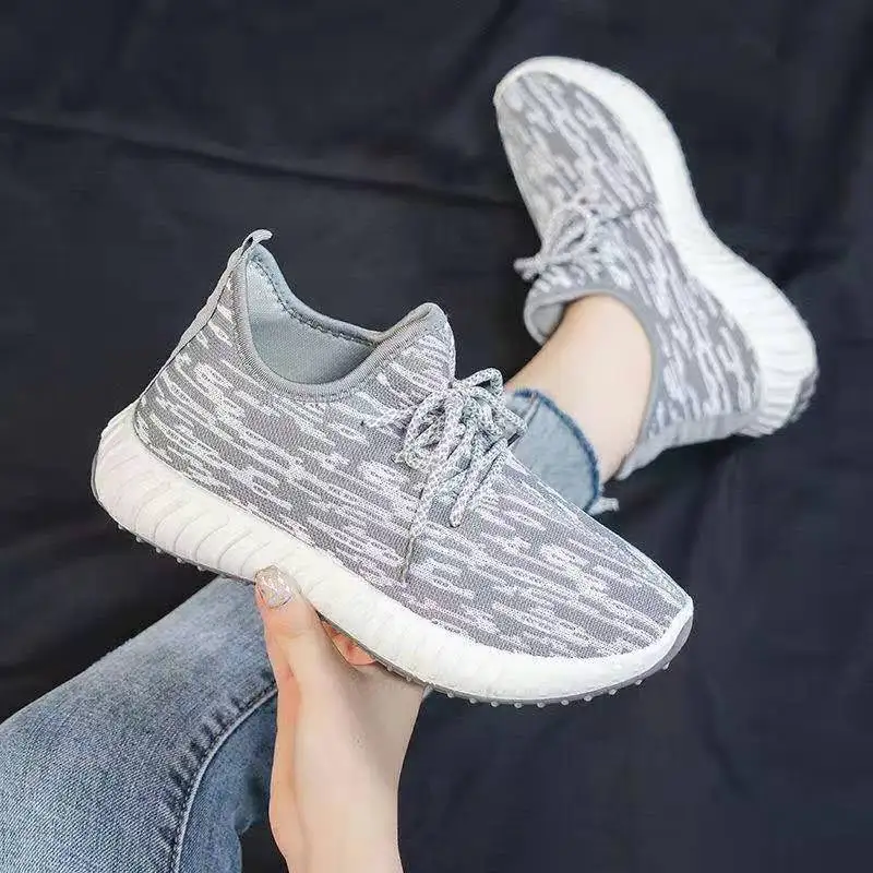 

Cheap breathable flying weaving fashion chunky height increasing casual women's running canvas sneakers cheap shoes