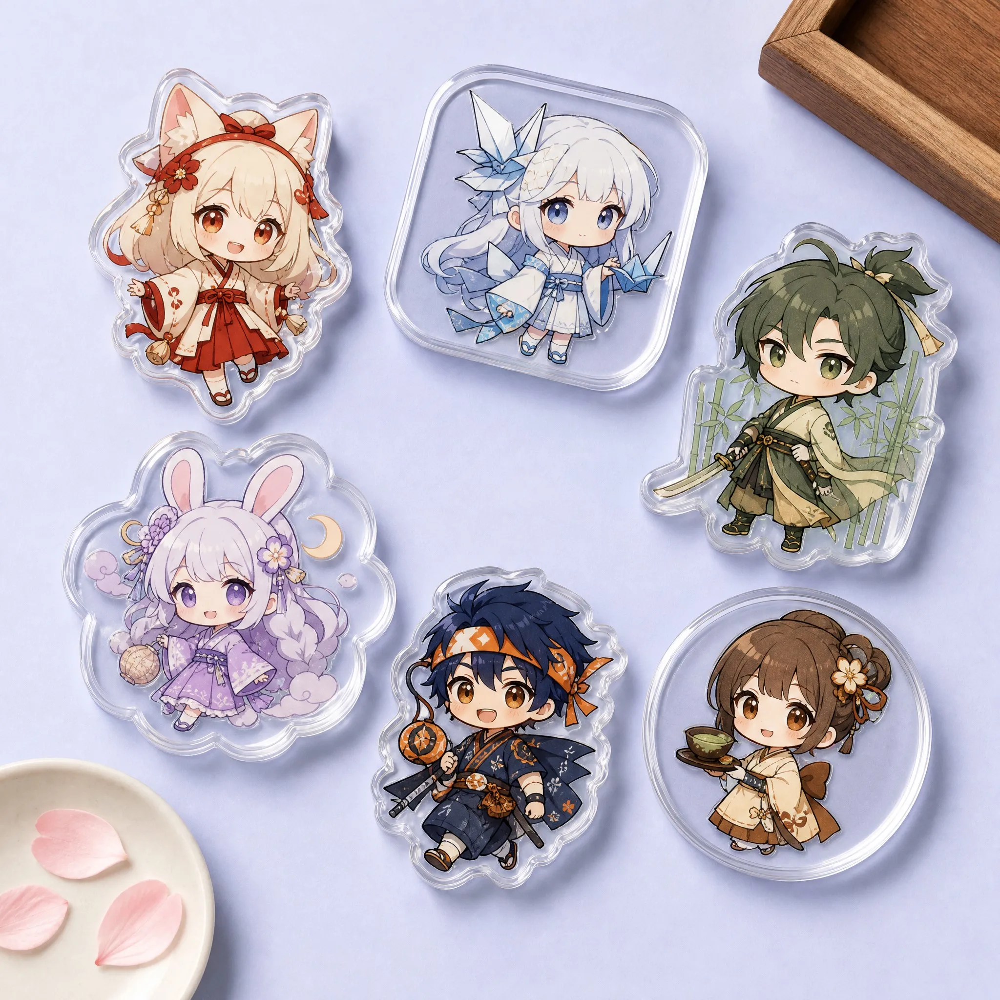 Multiple Acrylic Phone Grip Contour Frames: Die-cut Characters, Rounded Square, Cloud Flower Frame, Circular Disc