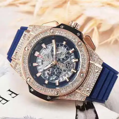 

Calendar male quartz watch diamond 6 pin watch luxury diamond watch