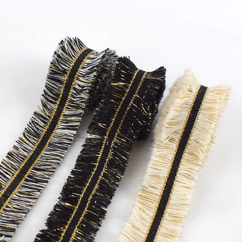 

Deepeel KY589 3cm DIY Sewing Trimming Clothing Accessories Trims Ribbon Curtains Garment Fringe Fabric Gold Black Tassel Lace