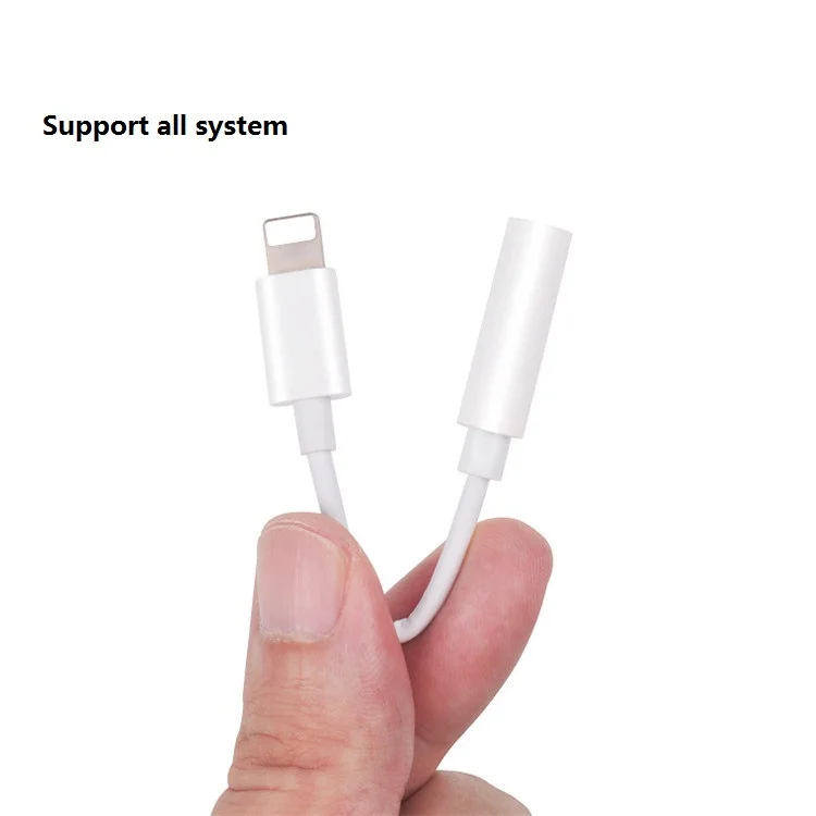 

3.5mm AUX Headphones Adapter ForiPhone 5/6/7/8/X/XS for iPhone to 3.5 AUX cable 10CM cheap audio adapter, White